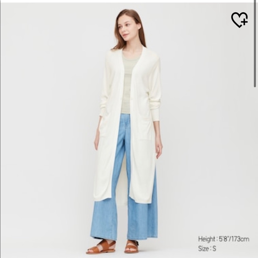 Uniqlo White Long Cardigan